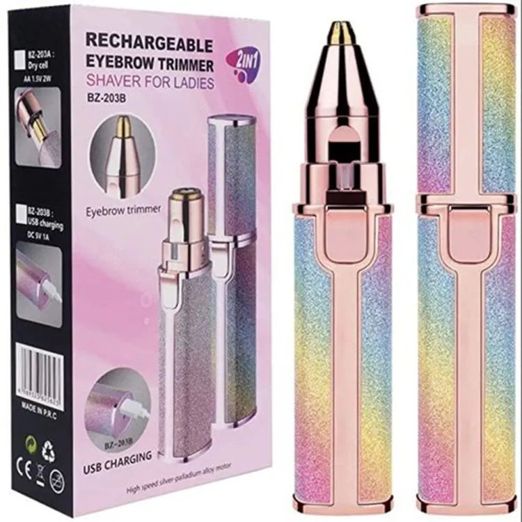 Buy Facial Beauty - 2 In 1 Rechargeable Electric Eyebrow Trimmer Body Facial Hair Removal in Pakistan